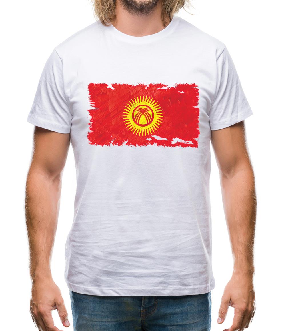 Kyrgyzstan Grunge Style Flag Mens T-Shirt