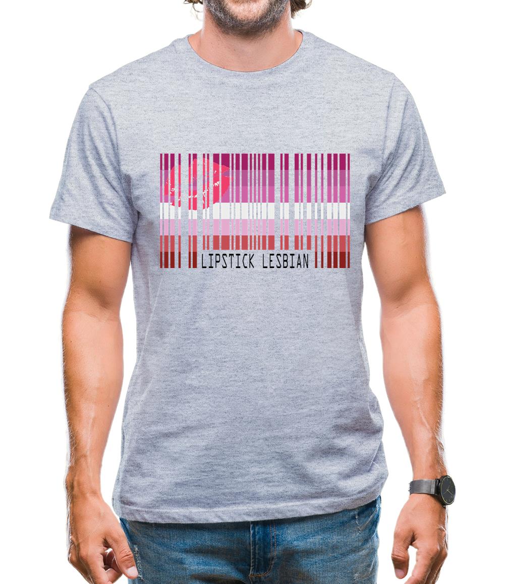 Lgbt Barcode Flags Lipstick Lesbian Mens T-Shirt