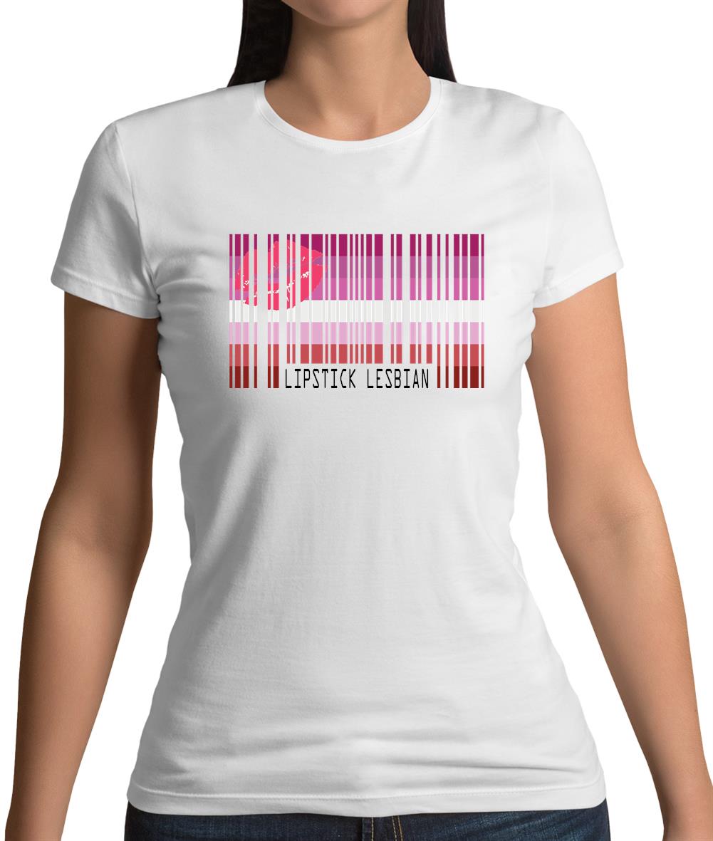 Lgbt Barcode Flags Lipstick Lesbian Womens T-Shirt