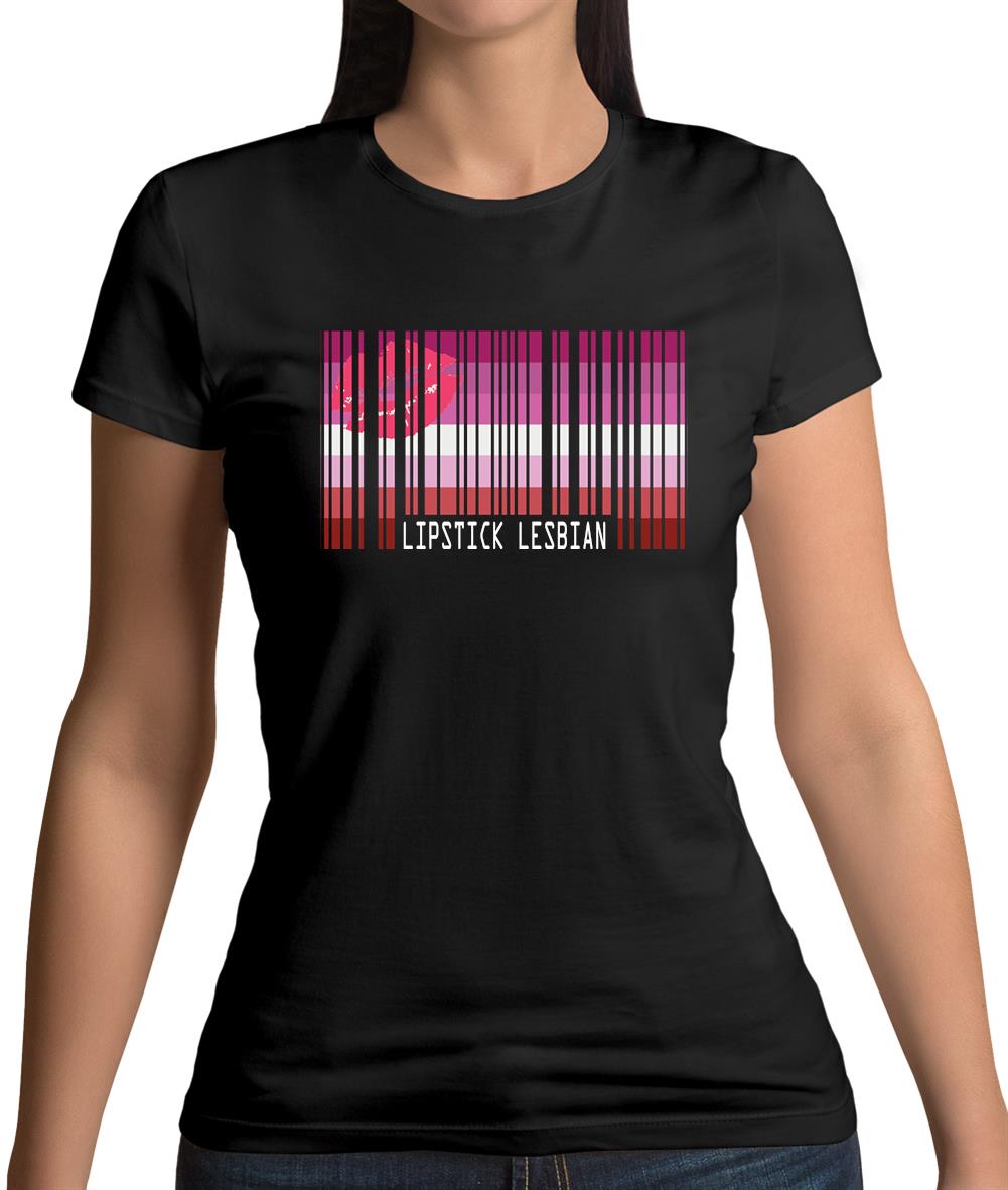 Lgbt Barcode Flags Lipstick Lesbian Womens T-Shirt