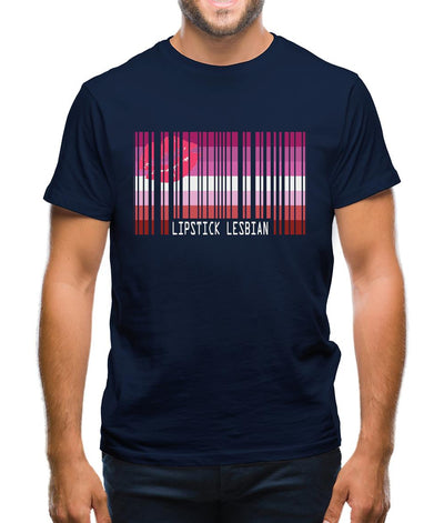 Lgbt Barcode Flags Lipstick Lesbian Mens T-Shirt