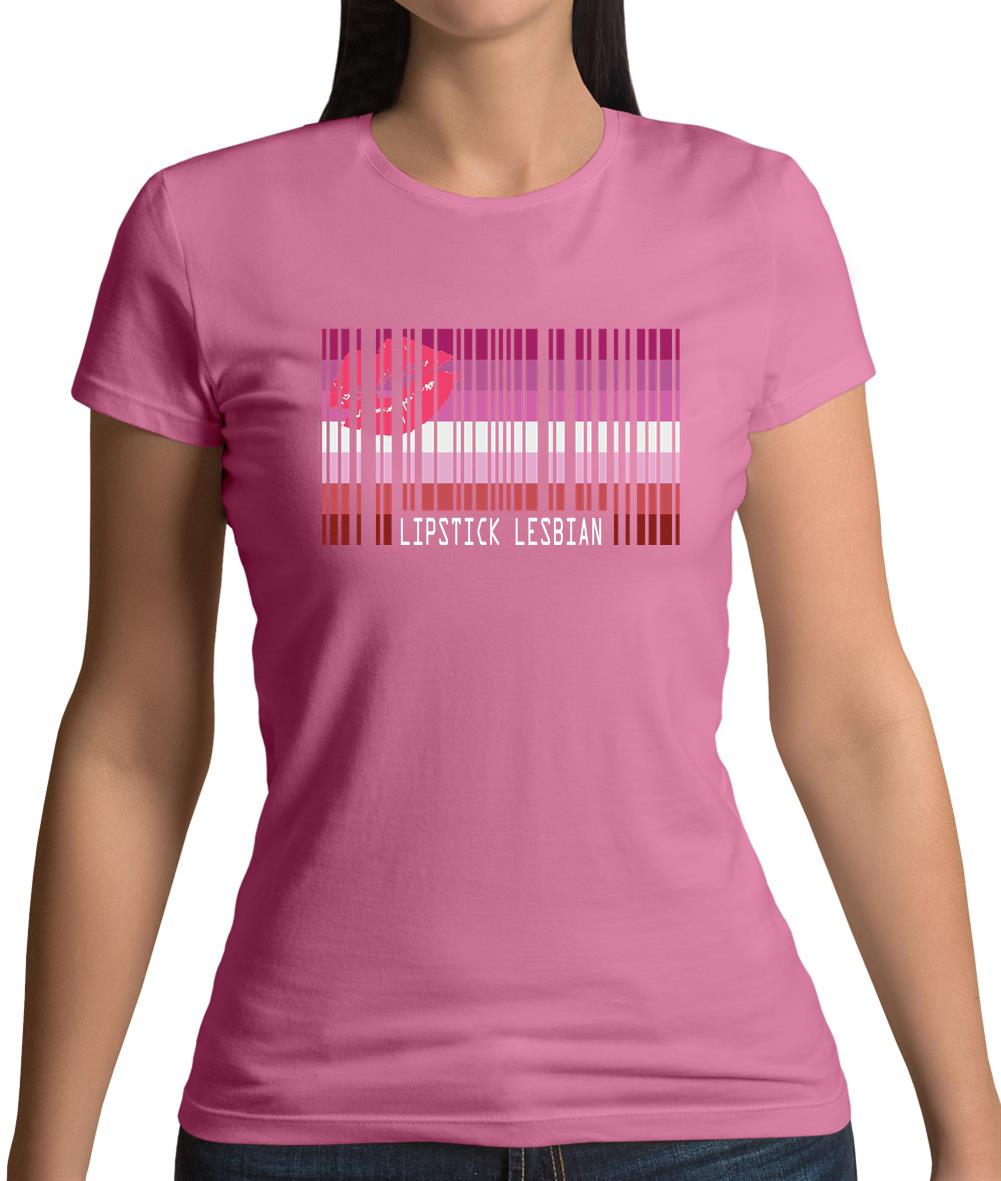 Lgbt Barcode Flags Lipstick Lesbian Womens T-Shirt