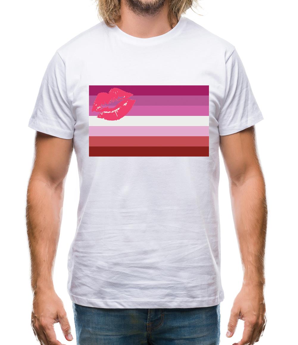 Lgbt Flags Lipstick Lesbian Mens T-Shirt
