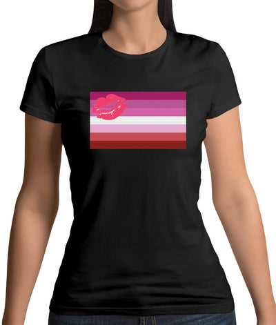 Lgbt Flags Lipstick Lesbian Womens T-Shirt