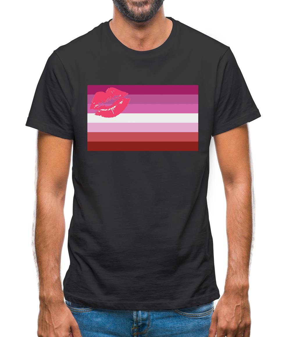 Lgbt Flags Lipstick Lesbian Mens T-Shirt
