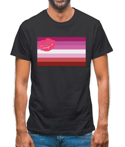 Lgbt Flags Lipstick Lesbian Mens T-Shirt