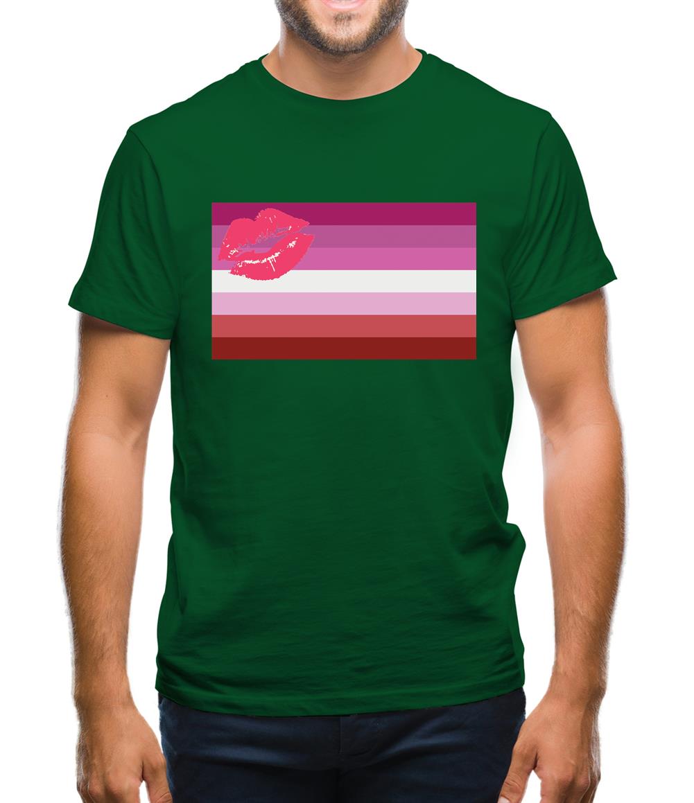 Lgbt Flags Lipstick Lesbian Mens T-Shirt