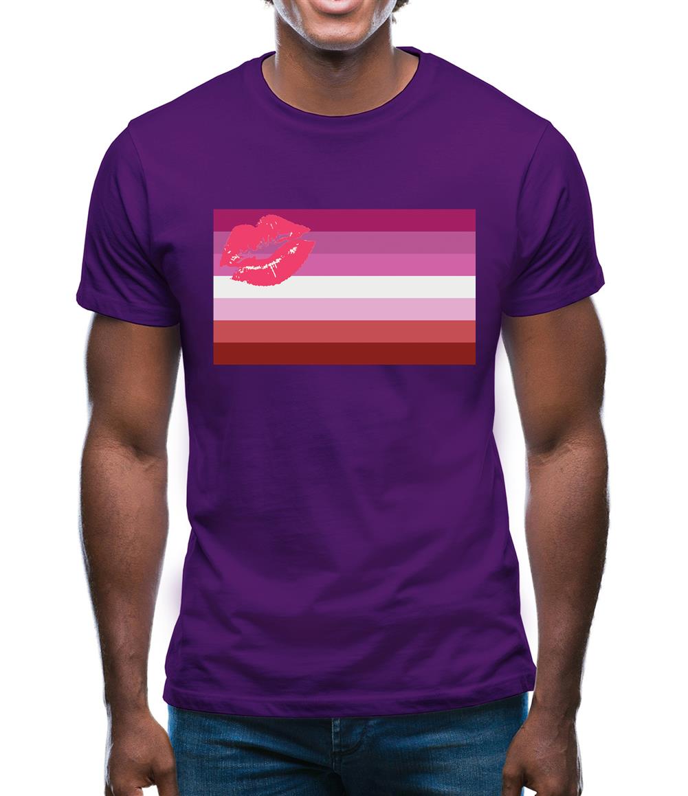 Lgbt Flags Lipstick Lesbian Mens T-Shirt