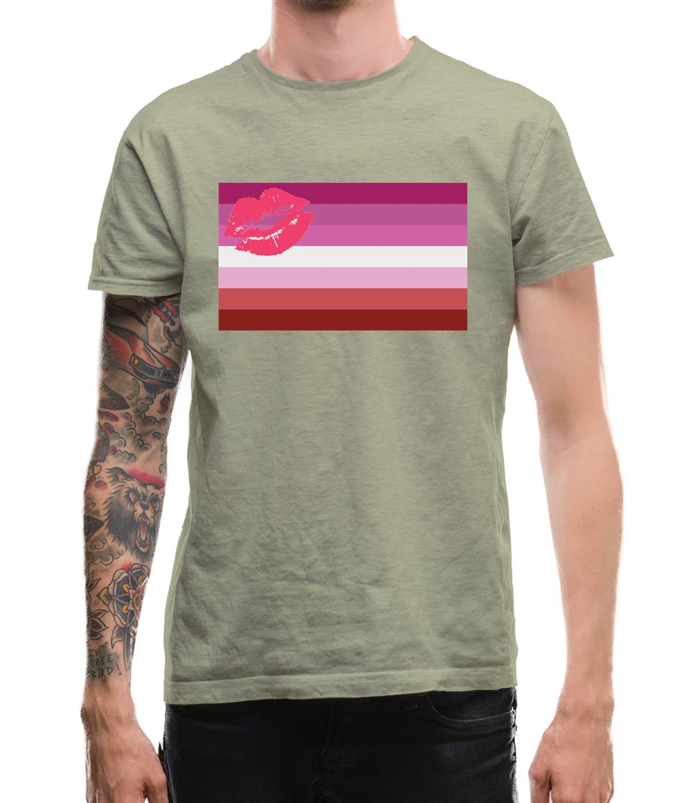 Lgbt Flags Lipstick Lesbian Mens T-Shirt