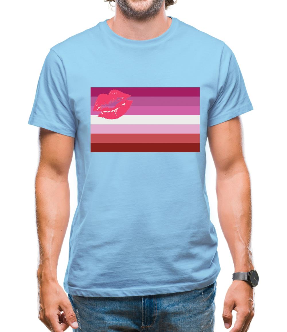 Lgbt Flags Lipstick Lesbian Mens T-Shirt