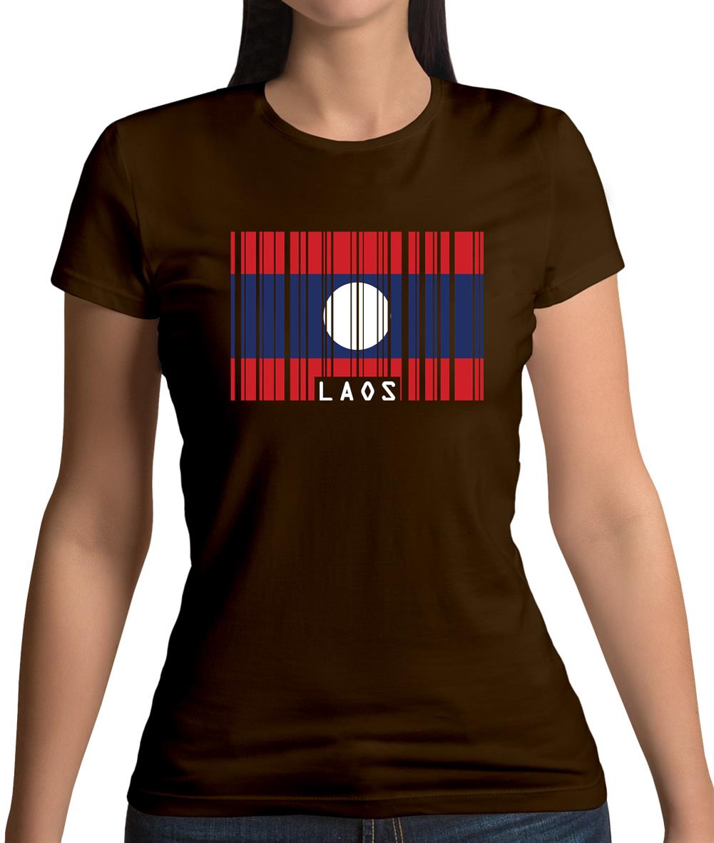 Laos Barcode Style Flag Womens T-Shirt