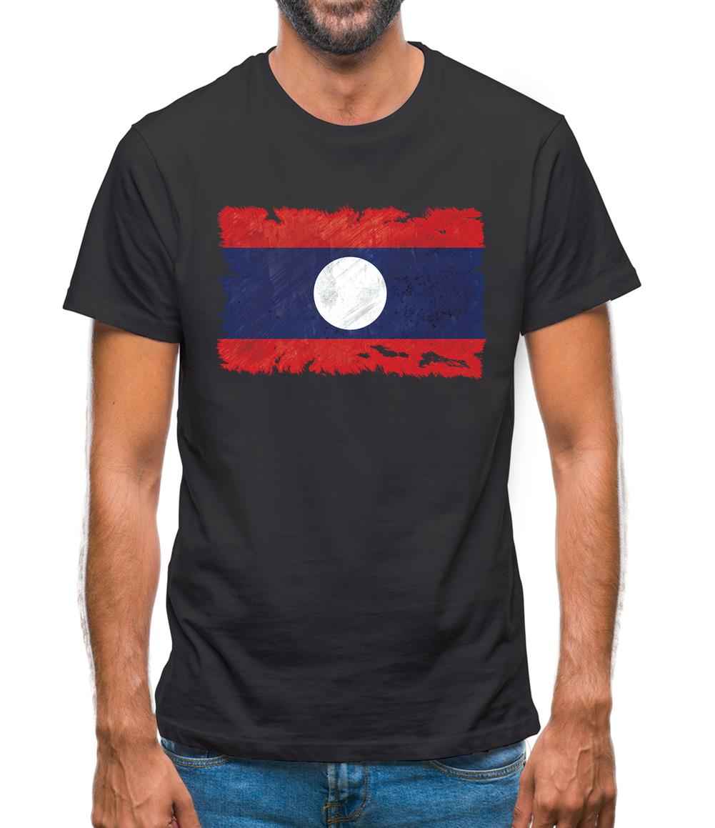Laos Grunge Style Flag Mens T-Shirt