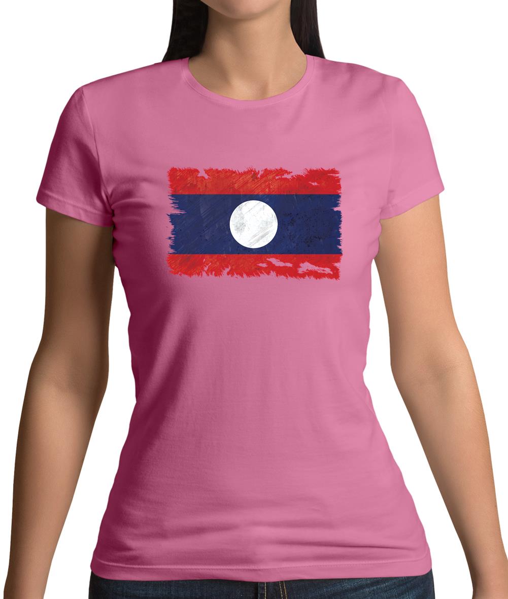 Laos Grunge Style Flag Womens T-Shirt