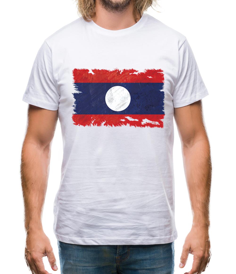 Laos Grunge Style Flag Mens T-Shirt