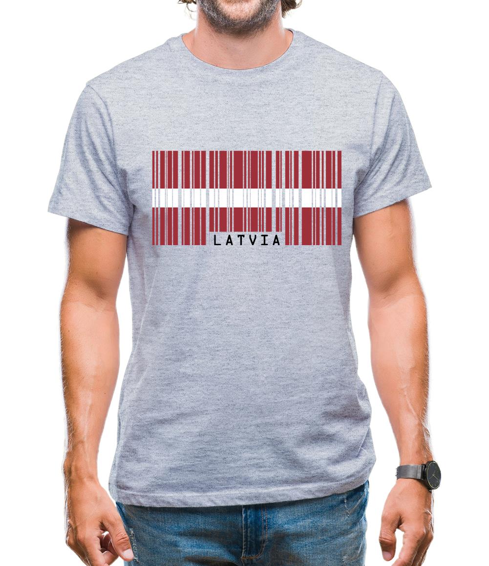 Latvia Barcode Style Flag Mens T-Shirt