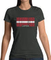 Latvia Barcode Style Flag Womens T-Shirt