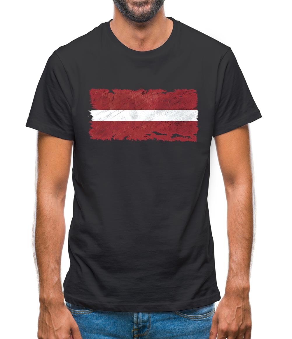 Latvia Grunge Style Flag Mens T-Shirt