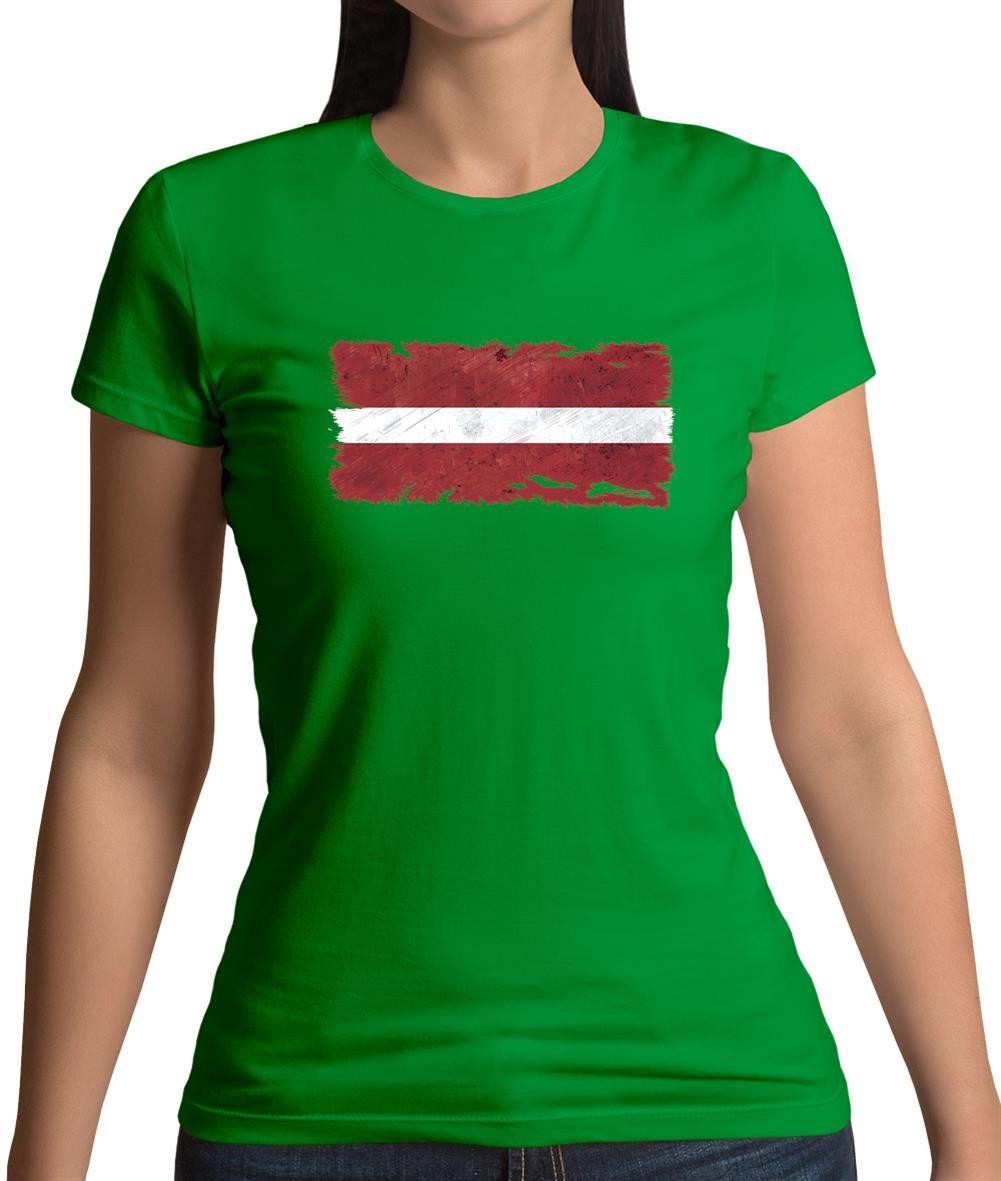 Latvia Grunge Style Flag Womens T-Shirt