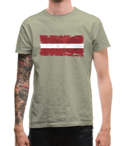 Latvia Grunge Style Flag Mens T-Shirt