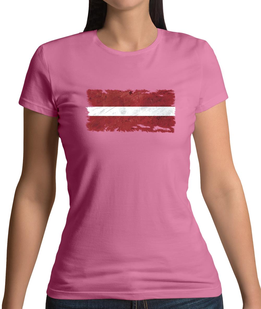 Latvia Grunge Style Flag Womens T-Shirt