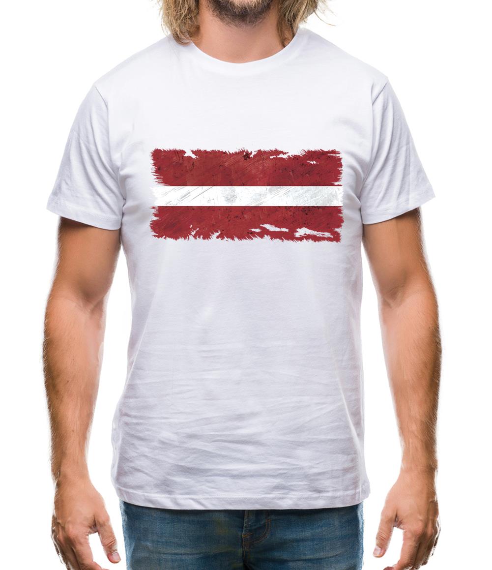 Latvia Grunge Style Flag Mens T-Shirt
