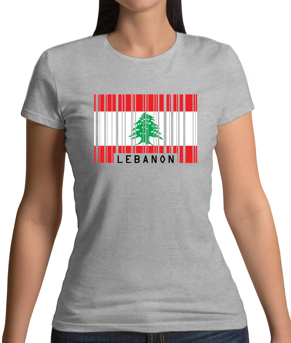 Lebanon Barcode Style Flag Womens T-Shirt