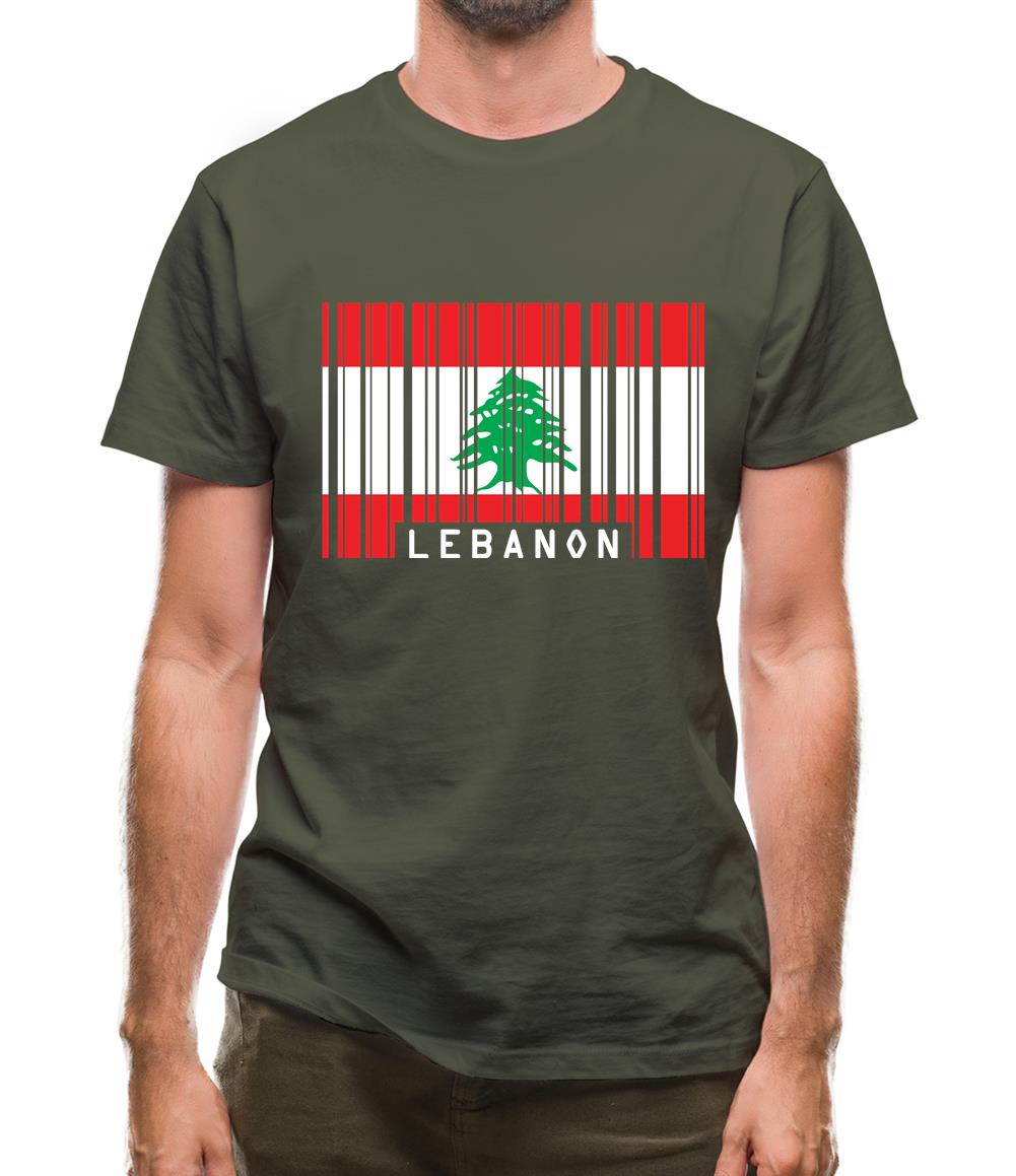 Lebanon Barcode Style Flag Mens T-Shirt