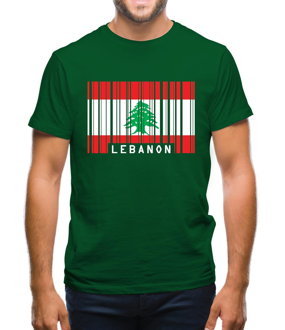 Lebanon Barcode Style Flag Mens T-Shirt