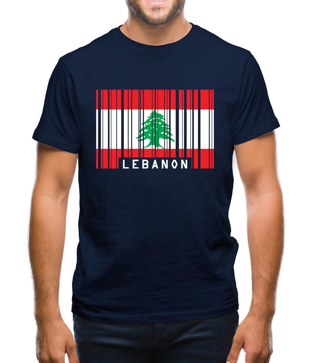 Lebanon Barcode Style Flag Mens T-Shirt