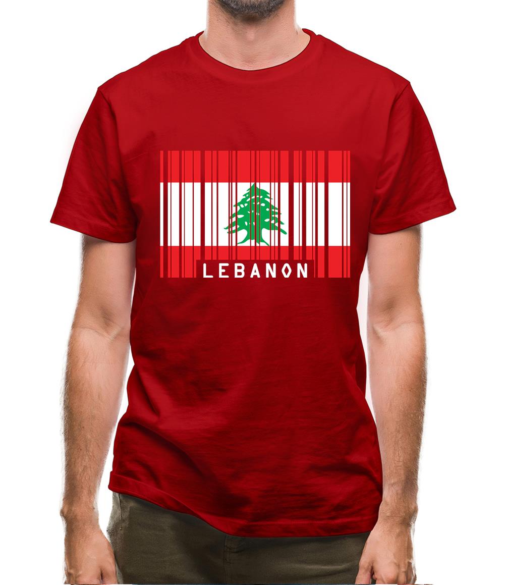 Lebanon Barcode Style Flag Mens T-Shirt