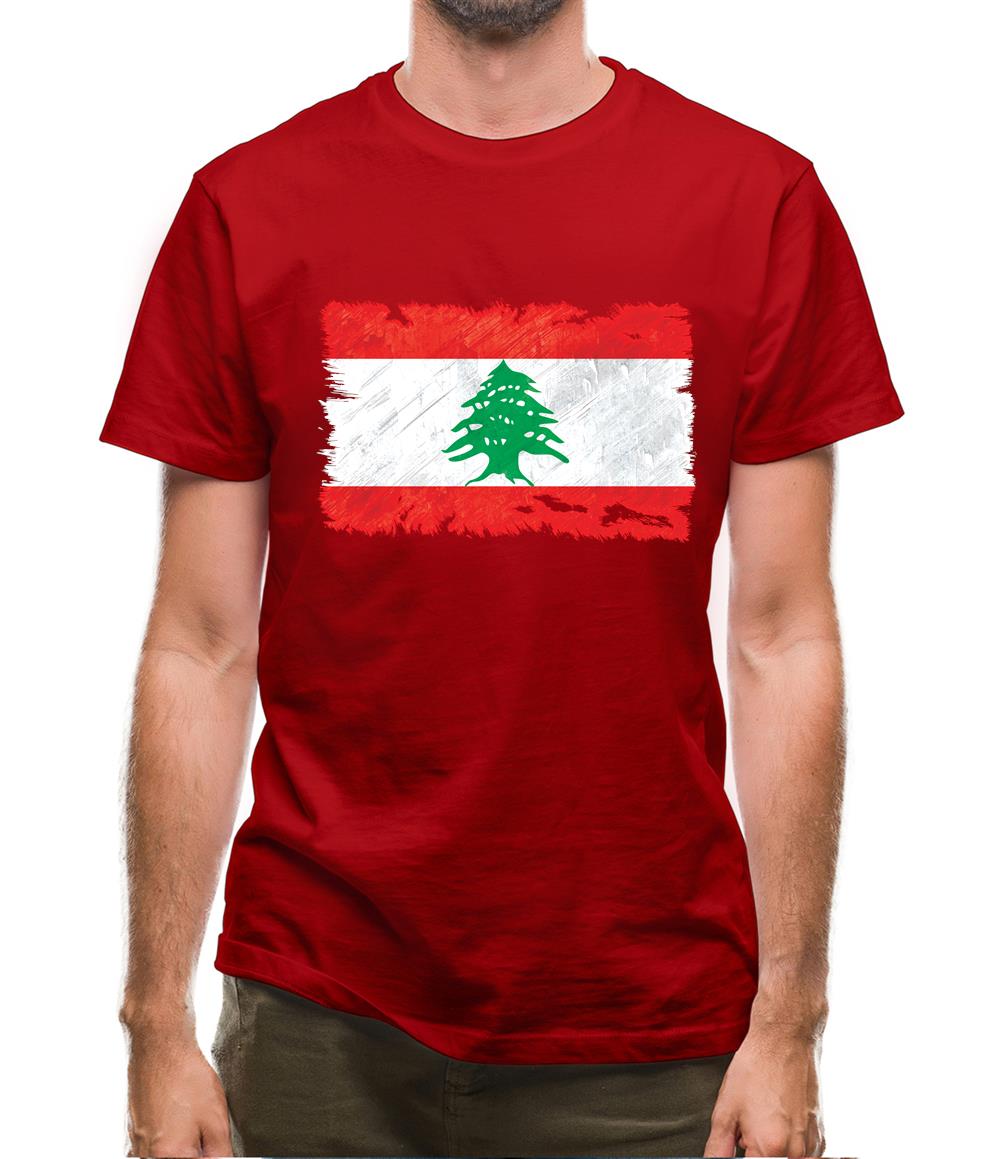 Lebanon Grunge Style Flag Mens T-Shirt