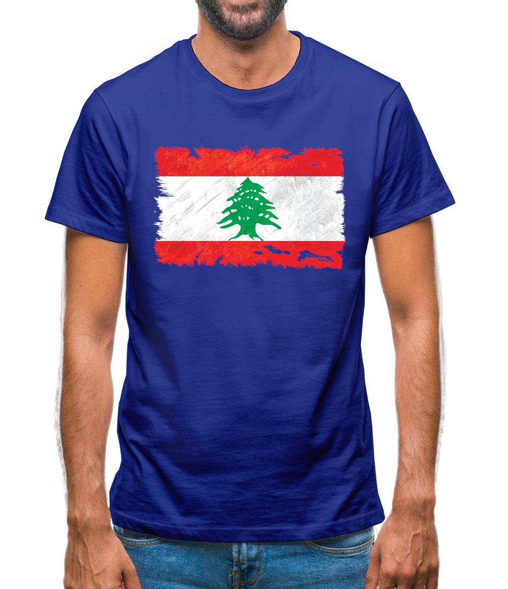 Lebanon Grunge Style Flag Mens T-Shirt