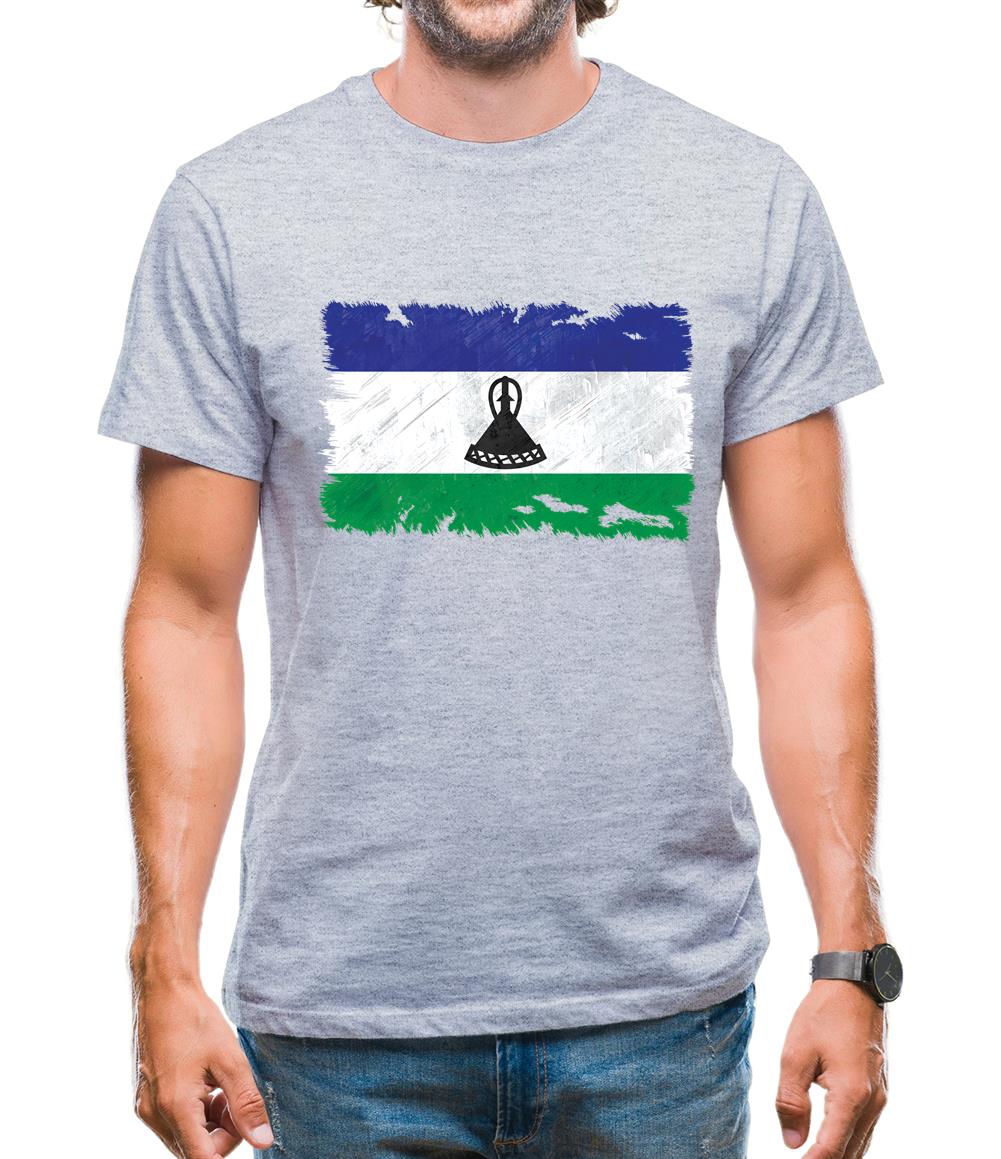 Lesotho Grunge Style Flag Mens T-Shirt