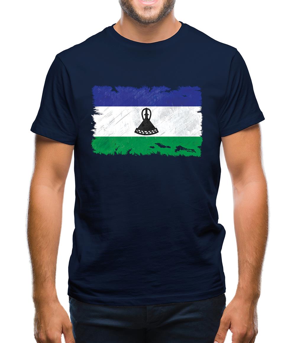 Lesotho Grunge Style Flag Mens T-Shirt