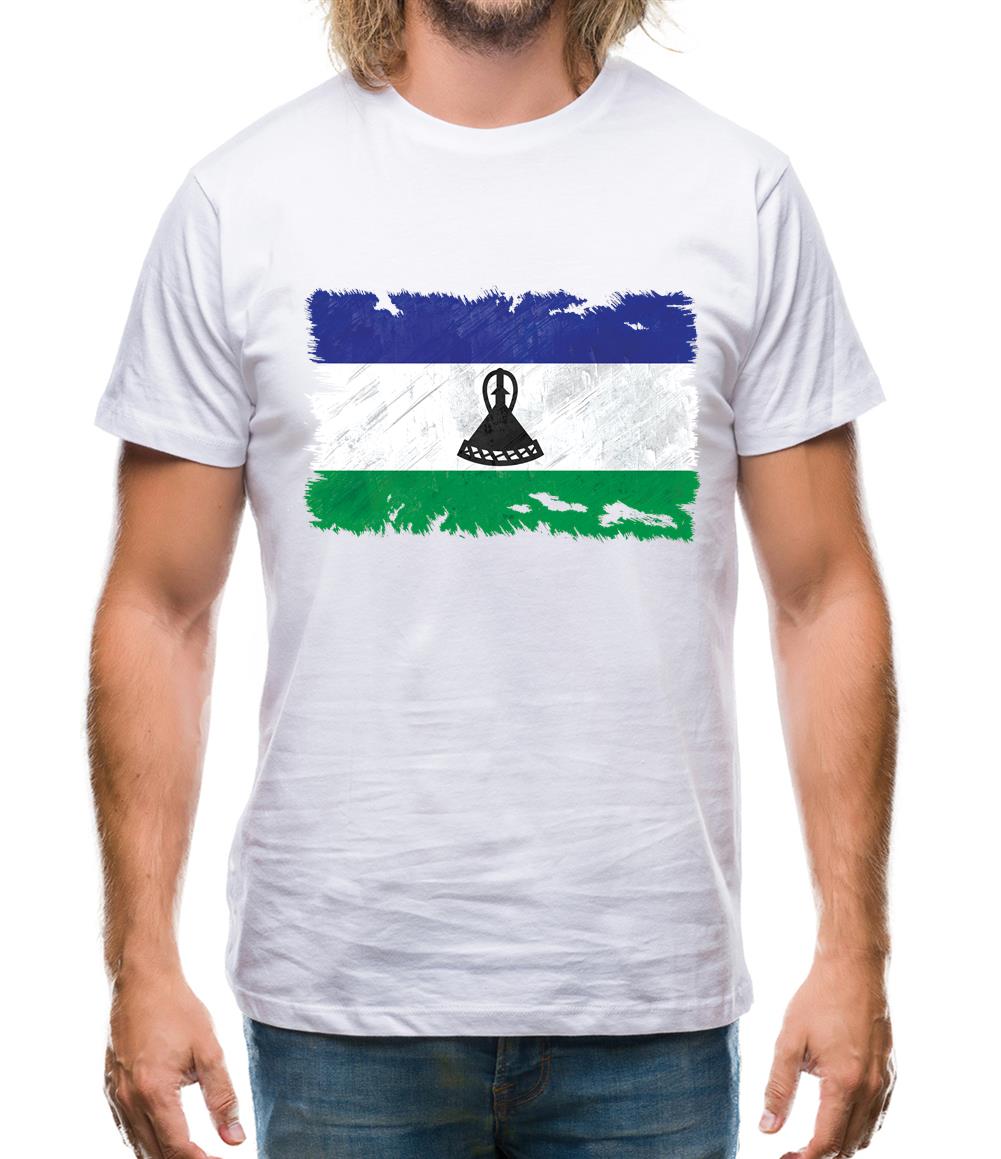 Lesotho Grunge Style Flag Mens T-Shirt