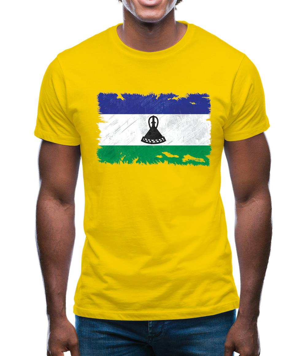 Lesotho Grunge Style Flag Mens T-Shirt