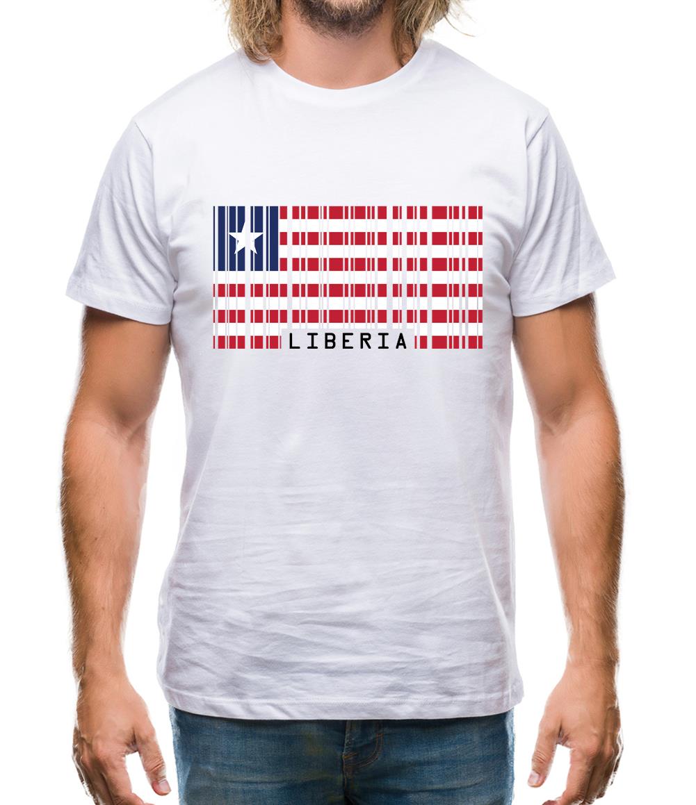 Liberia Barcode Style Flag Mens T-Shirt