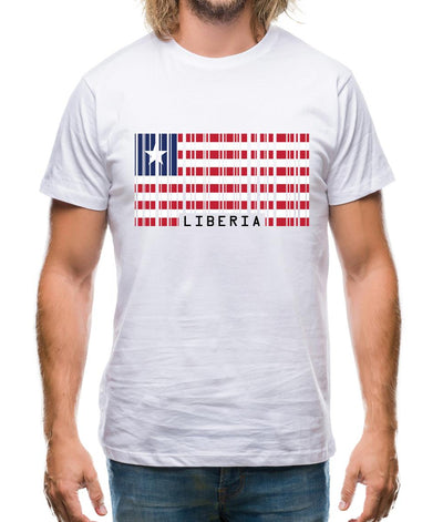 Liberia Barcode Style Flag Mens T-Shirt