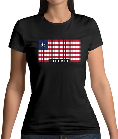 Liberia Barcode Style Flag Womens T-Shirt