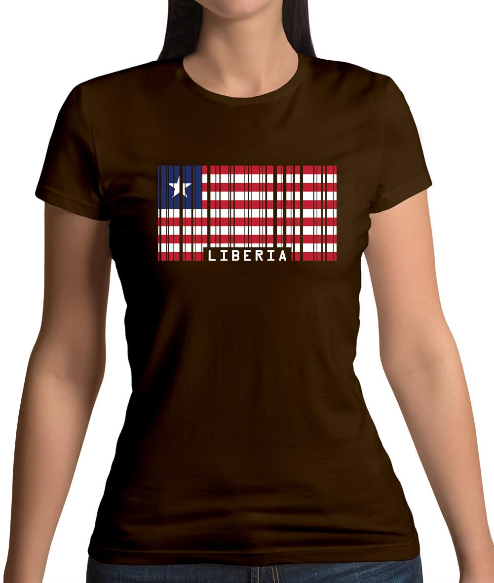 Liberia Barcode Style Flag Womens T-Shirt
