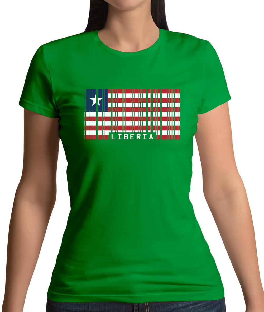 Liberia Barcode Style Flag Womens T-Shirt