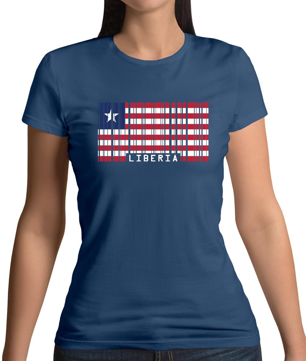 Liberia Barcode Style Flag Womens T-Shirt