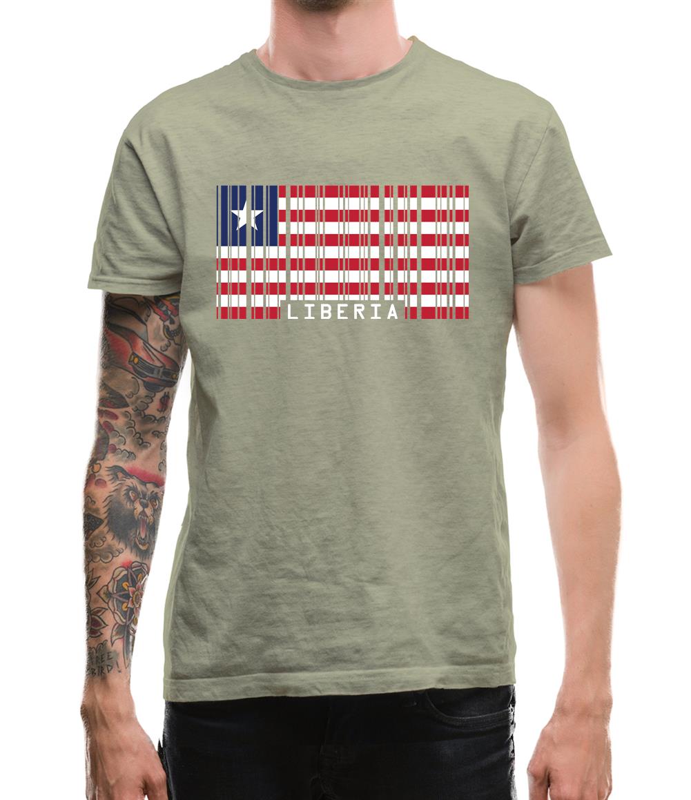 Liberia Barcode Style Flag Mens T-Shirt