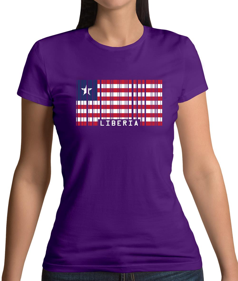 Liberia Barcode Style Flag Womens T-Shirt
