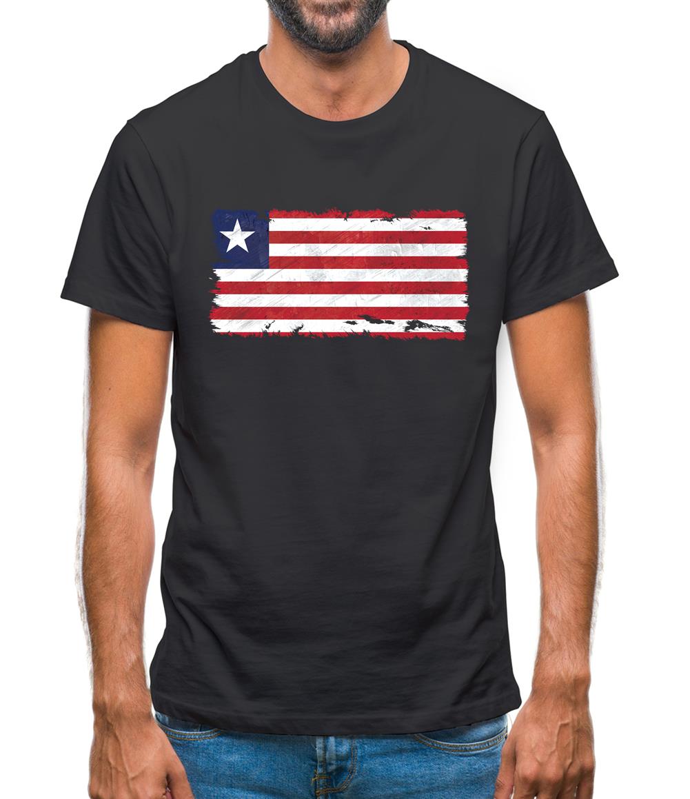 Liberia Grunge Style Flag Mens T-Shirt