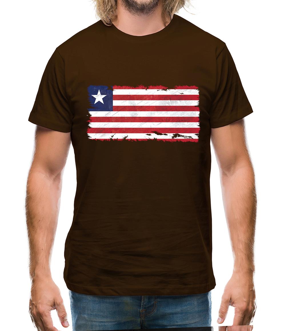 Liberia Grunge Style Flag Mens T-Shirt