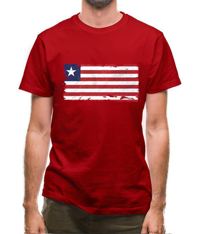 Liberia Grunge Style Flag Mens T-Shirt