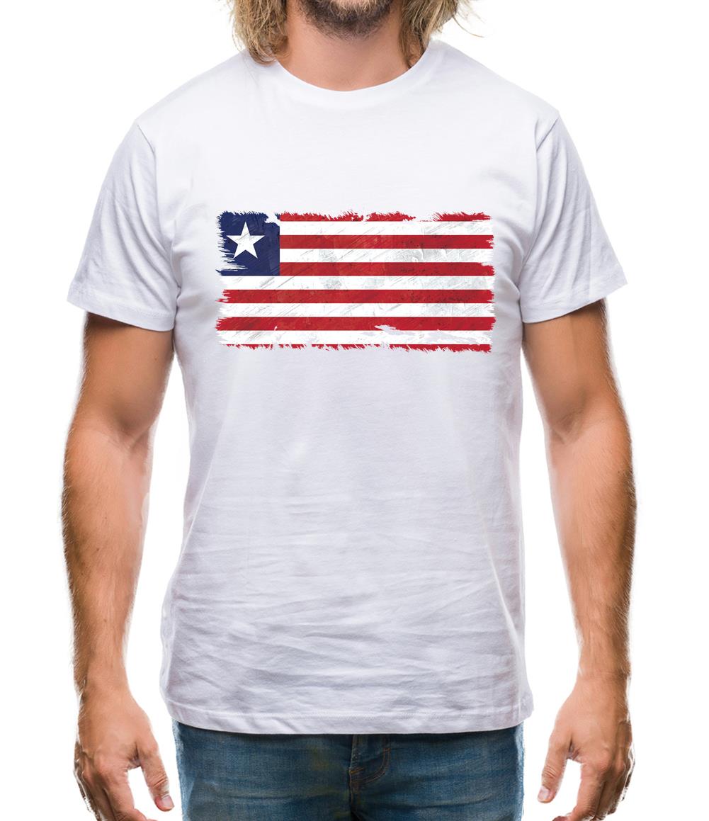 Liberia Grunge Style Flag Mens T-Shirt