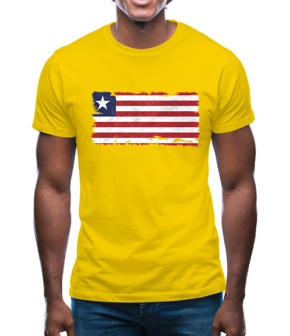 Liberia Grunge Style Flag Mens T-Shirt