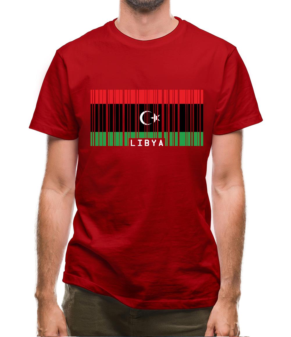 Libya Barcode Style Flag Mens T-Shirt